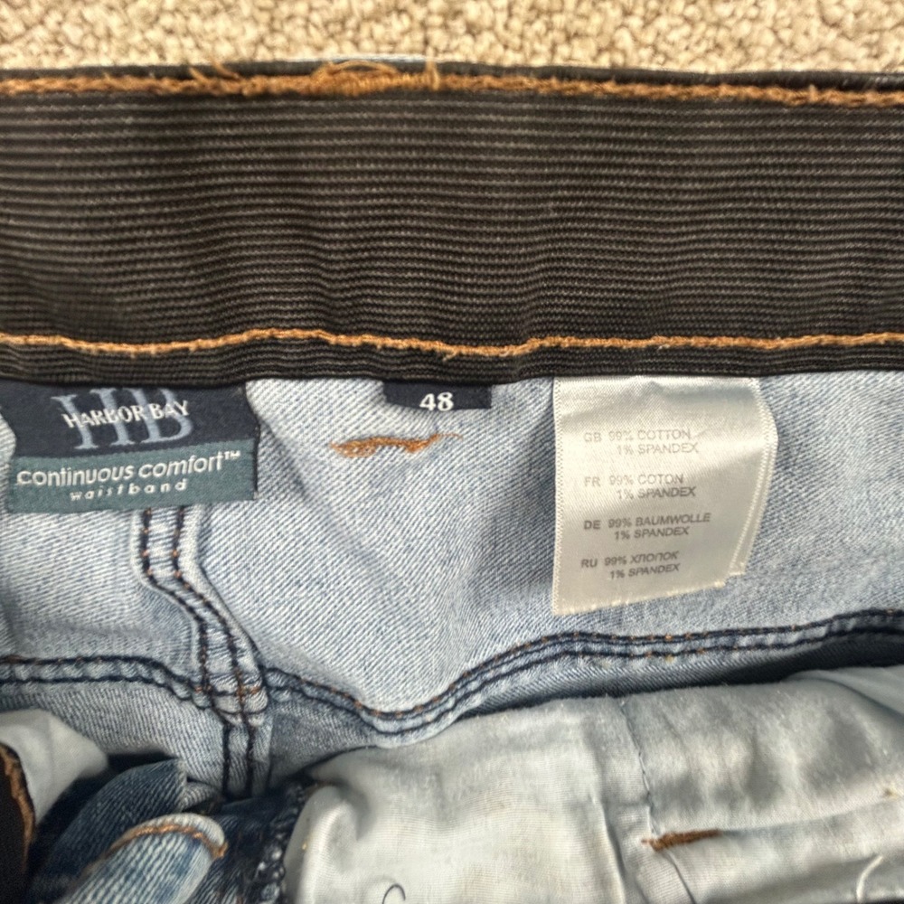 Harbor Bay‎ Mens Blue Denim Shorts Size 48 Continuous Comfort Waistband Stretch - Picture 4 of 8